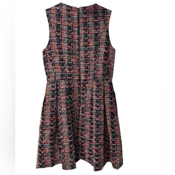 Shoshanna Navy Pink Multicolor Textured Tweed Sleeveless Fit & Flare Dress - Picture 6 of 12